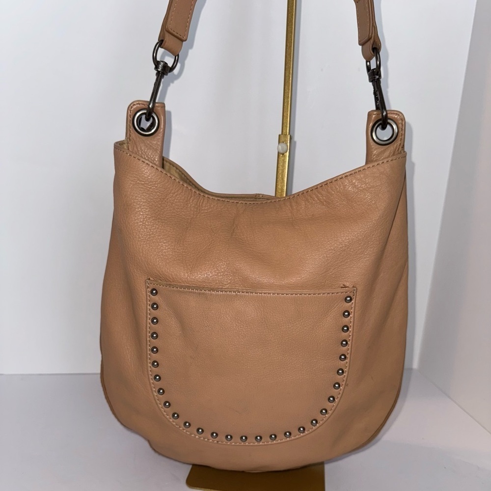 Sak Zinnia Beige Leather Front Stud Studded Pocket Purse